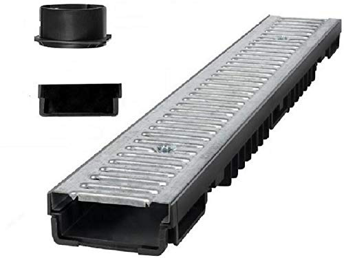 Bielbet Entwässerungsrinne h= 55mm Flachrinne 2m Set inkl.2 Endkappen und Anschlussstück DN110