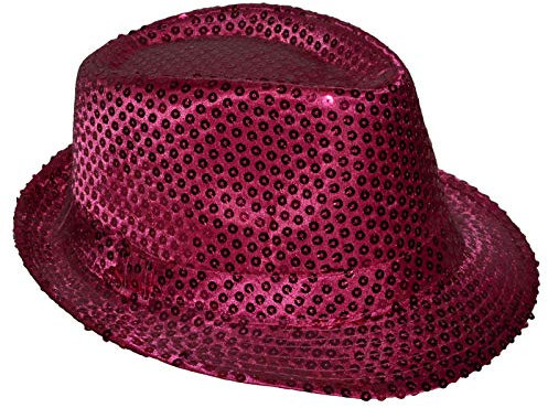 Glitzerhut Pailletten Hut Partyhut Disco Clubstyle Trilby Fasching Karneval (Pink)