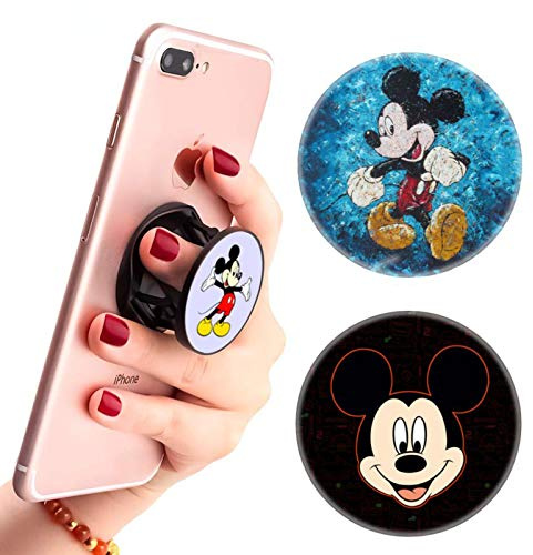 （3 Pack） Multifunction Disney Cell Phone Stand Finger Holder and Grip Mickey Mouse Blue Watercolor Purple,Foldable Phone Kickstand Mount for Smartphones and Tablets,Gift for Child