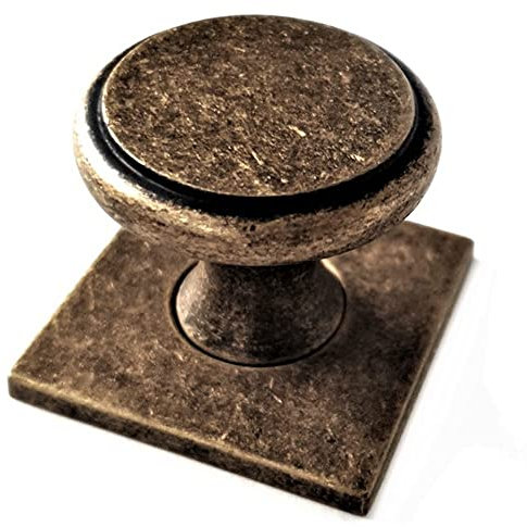 French Furniture Fittings Set of 6 Bordeaux Kitchen Cabinet Knobs with Backplate – Stylish Zinc Handles for Cupboard Doors, Drawers & Wardrobes – Polished Chrome, Antique Pewter & Deep Antique Brass