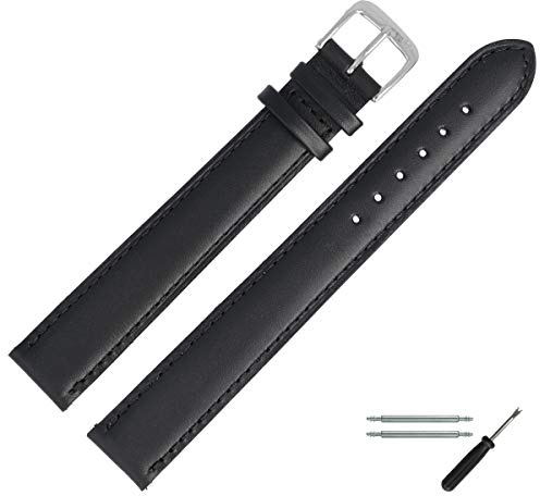 MARBURGER Uhrenarmband 22mm Leder XXL Glatt Mit Naht - Werkzeug Montage Set 10122