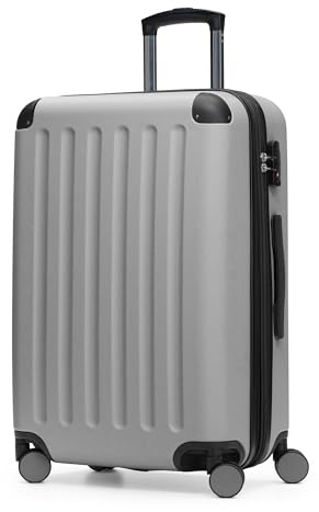 Hauptstadtkoffer Spree – Valigia rigida di medie dimensioni, TSA, 4 ruote, trolley, valigia da viaggio, espandibile, 65 cm, 74 litri, Argento