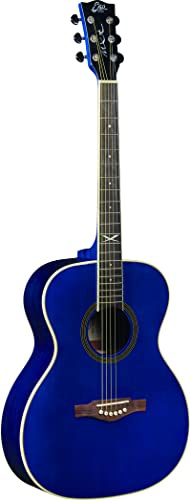 EKO GUITARS - NXT A100 SEE THROUGH BLUE, Chitarra Acustica Top in Abete, Fasce e Fondo in Mogano, Tastiera in South American Roupanà, Colore Blue