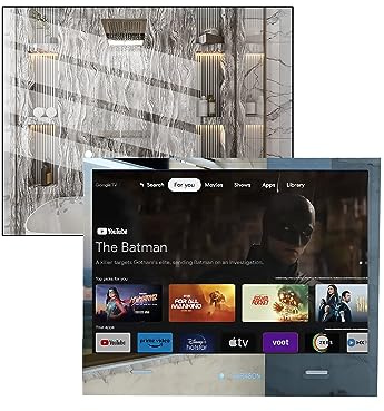 SARASON New webOS latest Apps Waterproof 32-inch Mirror Smart TV-Bathroom TV with 2 Built-in Dolby Speakers- Bluetooth, Chromecast, USB Video Playback & Freeview-Amazon Firestick Ready