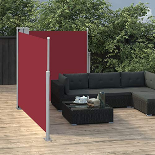 Tidyard Toldo Lateral Retráctil Toldo Lateral Extensible Toldo Lateral Doble Protección de Privacidad Protector Solar para Balcón Jardin Terraza Patio Exterior Rojo 100x600 cm