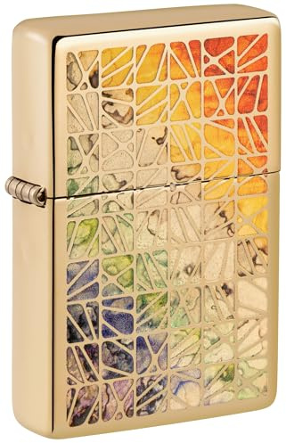 Zippo Sturmfeuerzeug - Pattern, Vintage High Polish Brass, Fusion - Nachfüllbar - Wiederverwendbar - Windfestes Design - Geschenkbox - Made in USA