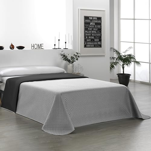 Martina Home Tagesdecke, gesteppt, wendbar, 100% Polyester, Grau, Schwarz, für Bett mit 105 cm Breite