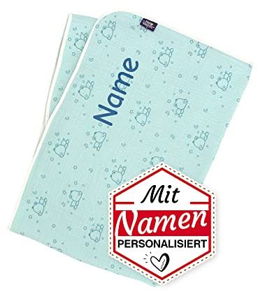 Sterntaler Babydecke mit Namen personalisiert, Tonie Kleiner Bär Schlummerbande Musselin Decke, Personalisierte Kinderdecke Babydecke Kuscheldecke als Geschenk zur Geburt, Geburtstag/Taufe