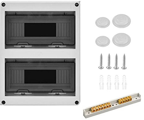 Boîte à fusibles en saillie - Répartiteur en saillie - Boîtier étanche IP65 pour pièces humides - Pour jardin, colonnes de chargement ou extérieur (24 modules)