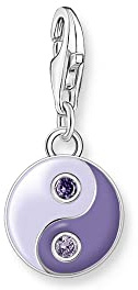 THOMAS SABO Charm-Anhänger violetter Yin & Yang Silber 925 Sterlingsilber, Kaltemail