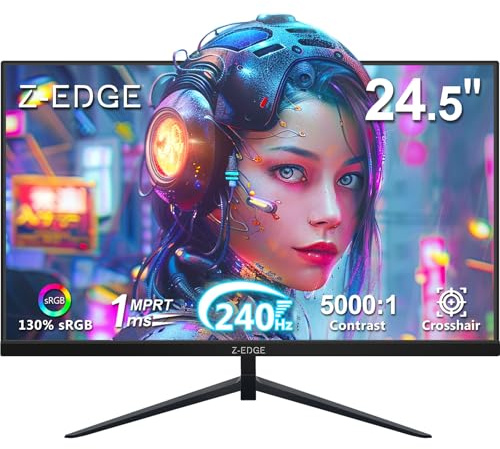 Z-Edge 24.5 inch 240Hz 165Hz 144Hz Gaming Monitor, FHD 1080p, MPRT 1ms, VA Monitor Gaming, 350nits, 16.7M Colors, 5000:1 Contrast, UG25I Frameless Bezel, DP x1, HDMI x2
