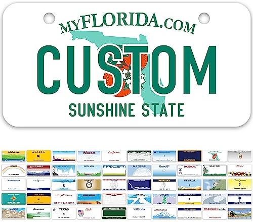 Mini License Plates, Personalized License Plates, Custom for Car, Bikes, ATV, Kids Car, Golf Cart, Jeep, 2x4 Inch, Rust-Free Fade Resistant Aluminum, USA Made by My Sign Center (Florida)