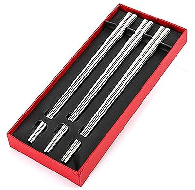 bacchette sushi acciaio bacchette cinesi acciaio Bacchette d'argento regalo cinese riutilizzabili - 3 paia - Acciaio inossidabile di alta qualità - Perfette per la cucina asiaticabacchette cinesi
