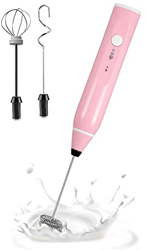 Hanabitx Mini batidora eléctrica para espumador de leche portátil con batidora eléctrica USB Batidora para espumador de leche Cappuccino Rosa