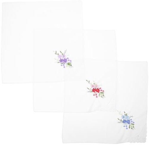 HOLIDYOYO 3 Stück Damen-Taschentücher Aus Baumwolle Mit Blumenstickerei Und Spitze Vintage-Taschentücher Mit Blumenstickerei Hochzeitstaschentücher Für Frauen