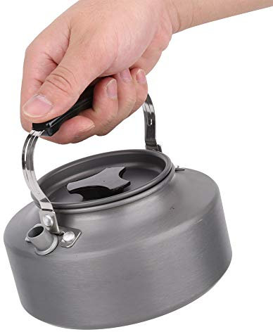 1,1 L Outdoor-Camping-Teekanne, Aluminiumlegierung, Camping-Teekessel, Tragbare Wasserkanne Mit Tragetasche Und Faltbarem Griff Für Wandern, Camping, Picknick(Grau)
