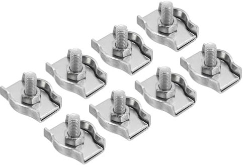 PATIKIL 3/16 / 5mm Simplex Bolzen Drahtseilklemme, 4 Stück M8 304 Edelstahl Simplex Einzelschraubenklemme für Rigging Geländer, Silberton