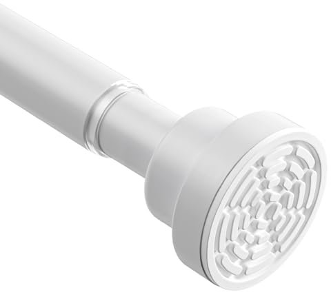 Shower Curtain Pole Extendable Curtain Poles 78-195 Cm Tension Rods For Curtains Extendable No Drill Shower Curtain Rail Non-Slip White Shower Pole for Bathroom Kitchen Bedroom