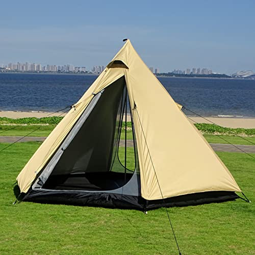 SSLW Großes Raumpyramiden-Tipi-Zelt Ultraleichtes Familien-Campingzelt Winddichtes Outdoor-Tipi-Zelt für Erwachsene 4-Personen-Doppelschichtzelte