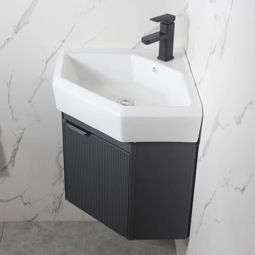 VSTQNXR Mobile Bagno con Lavabo Sospeso Mobile Ad Angolo Mobile-lavabo D'angolo con Lavabo, Design di Lavabo da Parete Montato(Color:Gray,Size:48cm/18.89in)