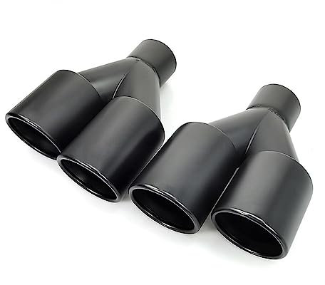 Auto Auspuffblende 1 STÜCKE 63-76 MM IN 89 MM Out Dual Full Black + Edelstahl Endrohr Auspuffrohr Schalldämpfer Matt Schwarz Endrohr Auto Auspuff Endrohr(60 IN-89MM Out)
