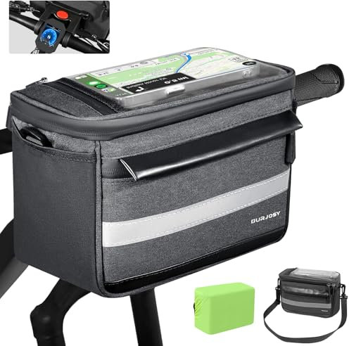 Lenkertasche Fahrrad, 6L Fahrradtasche Vorne mit Lenkeradapter, Wasserdichte Fahrradtasche mit TPU-Touchscreen für Rennrad-MTB, Reflektierende Lenkertasche mit Schultergurt für Radfahren im Freien