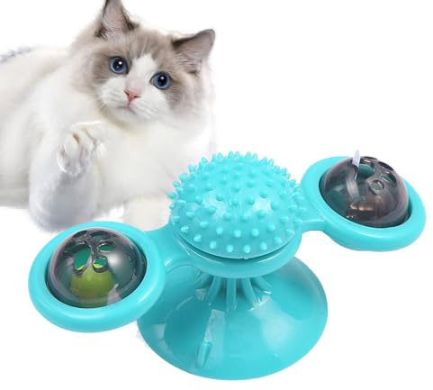 Generic Jouets drôles pour chat – Moulin à vent pour chat, jouet d'exercice avec lumière LED, griffoir pour chats et chatons