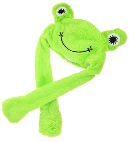 MOLUCKFU Froschhut Mit Beweglichen Ohren Plüsch-froschkopfbedeckung Party-performance-kostümhut
