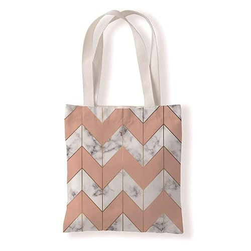 Homeyang Jutebeutel Rosa Grauer Marmor Stoffbeutel Canvas Wiederverwendbare Beuteltasche Damen Kinder Büchertasche Einkaufsbeutel mit Henkeln Stofftasche Waschbar Tote Bag 33x37 cm
