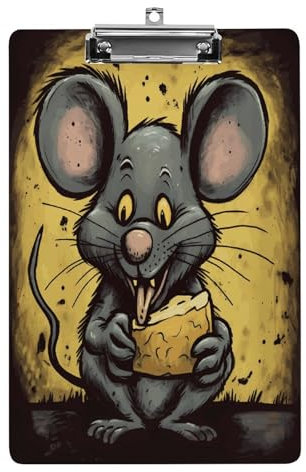 Presse-papiers en acrylique avec imprimé rat mange un morceau de fromage mignon décoratif pailleté pour femme 21,6 x 27,9 cm
