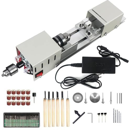 Metal Small Lathe, 6 In 1 DIY Wood Model Making Drilling Lathe for Carving, Grinding Wood Stone - Bead Grinding Machine