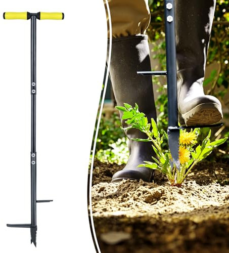 Colwelt Weed Remover Tool 100cm, Weed Puller Root Remover with Thick Steel Claw, Long Handled Weeding Tool with Easy Foot Ejector, Stand Up Garden Weeder Tool for Lawn Grass Dandelion Removal