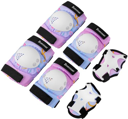 BOSONER Knieschoner Kinder Schoner Inliner Protektoren 6er Set Schützer Inliner Inline Skates Knie Und Ellenbogenschützer Schutzausrüstung Knieschützer Skateboard