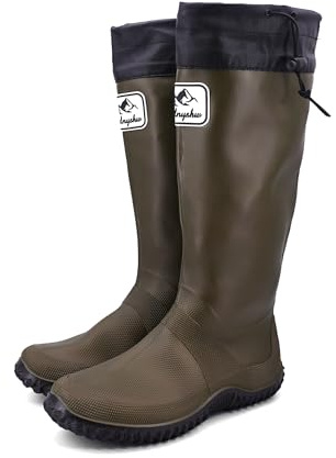 JOMIX Stivali da Pioggia Uomo Donna Antiscivolo Stivaletti Gomma Impermeabili Pieghevoli Scarpe Alte da Pesca Escursione Campeggio Lavoro Giardino Leggeri e Compatti YXM2507 Verde 40/41