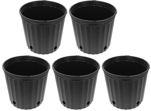 Yardwe Confezione Da 5 Grandi Vasi Da Fiori in Plastica Dal Design Spesso Per Piantare Decorazioni Da Giardino 2 Galloni Neri
