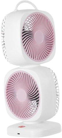 Ventilador Giratorio de Doble Capa, Ventilador de Mesa portátil Recargable, Ventilador de refrigeración para Dormitorio, Rosa