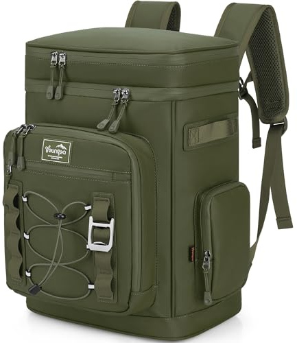 Youngoa Mochila Nevera Isotermica, 30L Grande Bolsa Termica Impermeable para Picnic, Playa, Camping, Barbacoa, Verde