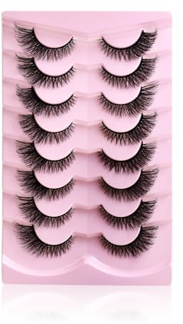 Faux cils fins, en œil de renard, artificiels, naturel, transparents, œil de chat, 8 paires (5-16 mm)
