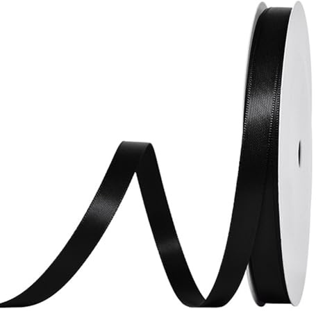 91 m Satinband Schwarz, 10 mm Doppelseitig Schleifenband Geschenkband Dekoband Seidenband Doppelsatinband Satin Ribbon für Hochzeit Geburtstag Party Dekoration, Geschenkverpackung, Basteln