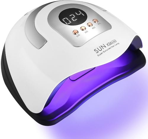 JOFLVA UV Lampe Nägel 380W, 81 LED Gelnagellack UV Lampe, UV Lampe Gelnägel, 4 Timern LCD Display, Auto-Sensor Schnell Nageltrockner Geeignet für alle Nagellampe für Maniküre Haus und Salon