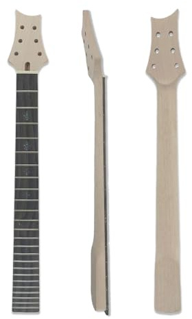 WUQIMUSC Gitarrenhals mit 24 Bünden, 64,8 cm Mensur, Mahagoni-Holz, Ersatz für Kopf, Schraube an der Ferse (Bienen-Einlage)