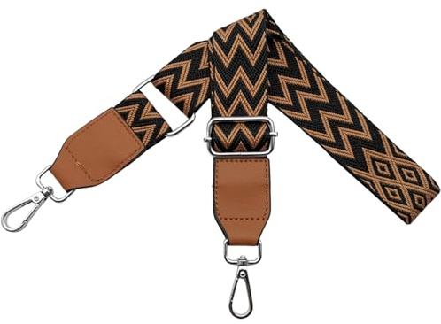 Taschengurte zum Wechseln Schultergurt für Taschen Breit 3.8 cm aus Leder mit Silber Karabiner Schulterriemen Umhängegurt Taschenriemen für Damen Taschen, DIY Zubehör, Schwarz/Braun, W13