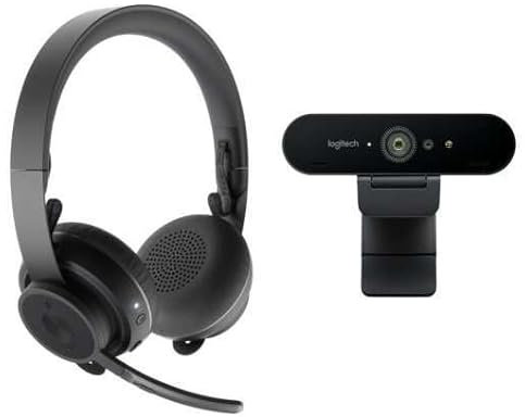 Brightium Sistema de colaboración - Pack Profesional Que Incluye Webcam 4K y Auriculares inalámbricos. Ideal para videoconferencias Comodidad.