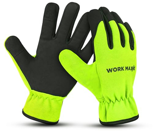 WORK MAXX Dornenfeste Gartenhandschuhe – robuster Schutz für Rosen, Disteln und harte Gartenarbeiten (gelb, groß)