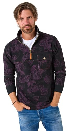 Joe Browns Men's Skull Print Funnel Neck Top Henley Shirt, Purple, M