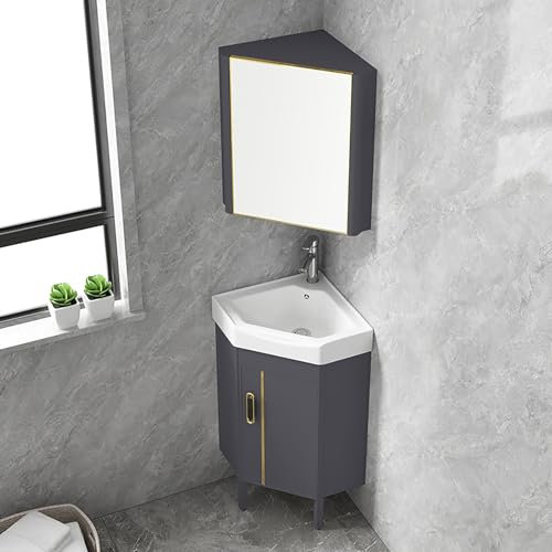 Mobiletto da bagno con lavandino in ceramica e vasca per il bucato Set combinato per piccoli spazi angolari (43 cm) Perfetto per la cucina di casa Patio