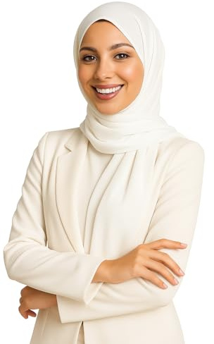 Santice Chiffon Hijab Weiß – Leichtes Damen Kopftuch | Muslimischer Schal | Weich, Blickdicht & Elegant | Modest Fashion für Alltag, Gebet & Anlass