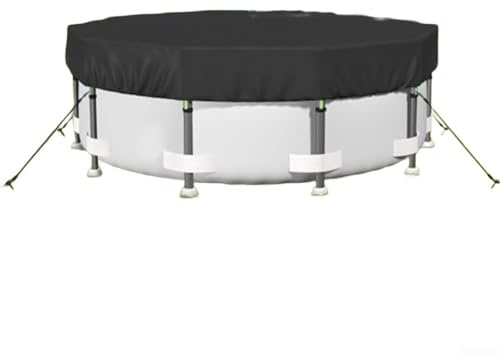 SMZhomeone Round Above Ground Pool Cover Oxford Fabric Swimming Pool Cover With Drawstring For Frame Hard Wall Pool Black(8ft)