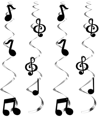 24 pezzi, decorazione musicale, spirali, decorazione a spirale, decorazione musicale, decorazione a spirale, per soffitto, discoteca, hippie, accessori per compleanni, matrimoni, Capodanno o feste di