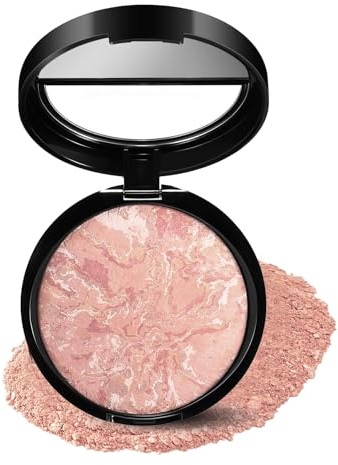 Baked Foundation for Mature Skin, Color Correcting Face Powder Foundation, Oil-Control & Waterproof Pressed Powder Makeup with Flawless Finish, 2-IN-1 Natural Highlighter for Women (Fair Pink)